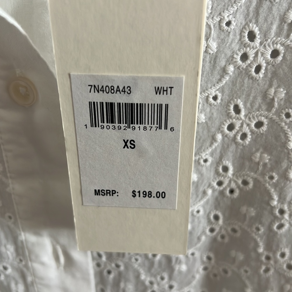 NWT  7 For All Mankind eyelet white blouse size XS - Picture 4 of 4